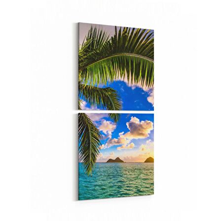 Olla 16064K2D Günbatımı Görseli Kare 2'li Dikey Kanvas Tablo (Ölçü: 30X65)