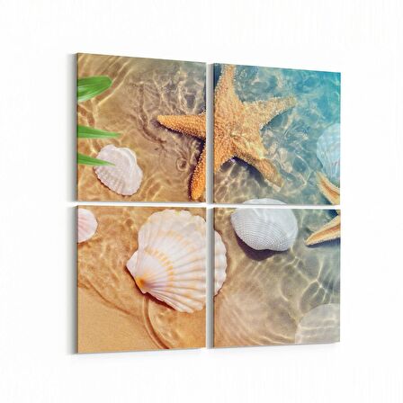 Olla 16363K4 Kumsal / Sahil Görseli Kare 4'lü Kanvas Tablo (Ölçü: 65X65)