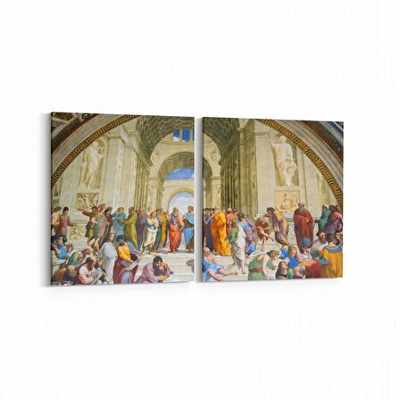Olla 16259K2Y Heykel / Sanat Görseli Kare 2'li Yatay Kanvas Tablo (Ölçü: 85X40)