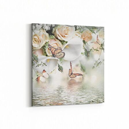 Olla 11721K Orkide Çiçek Görseli Kare Kanvas Tablo (Ölçü: 25X25)