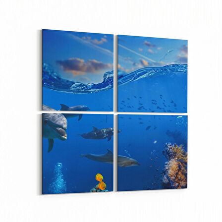 Olla 13037K4 Deniz / Okyanus Görseli Kare 4'lü Kanvas Tablo (Ölçü: 65X65)