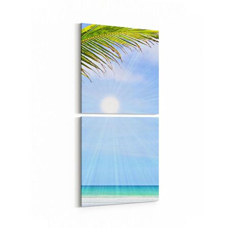 Olla 16557K2D Kumsal / Sahil Görseli Kare 2'li Dikey Kanvas Tablo (Ölçü: 30X65)