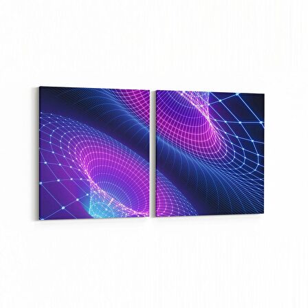 Olla 10223K2Y Abstract Girdap Görsel Kare 2'li Yatay Kanvas Tablo (Ölçü: 145X70)