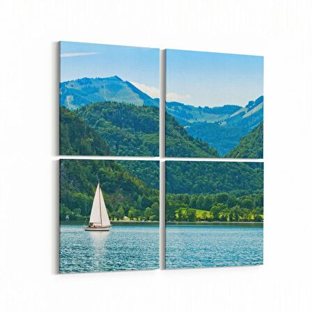 Olla 16567K4 Kumsal / Sahil Görseli Kare 4'lü Kanvas Tablo (Ölçü: 105X105)