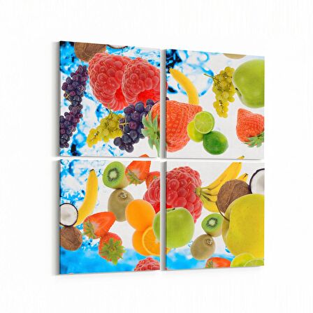 Olla 15305K4 Gıda Görseli Kare 4'lü Kanvas Tablo (Ölçü: 105X105)