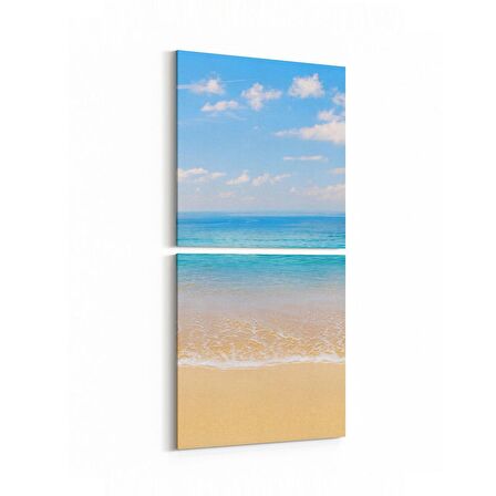 Olla 16584K2D Kumsal / Sahil Görseli Kare 2'li Dikey Kanvas Tablo (Ölçü: 30X65)