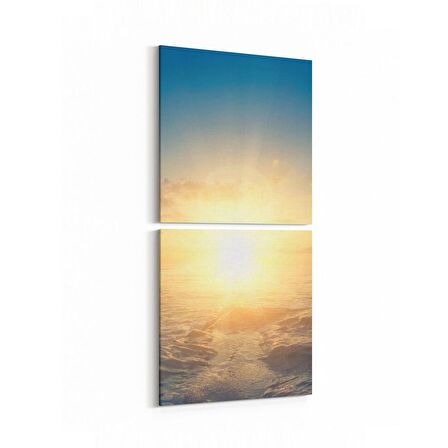 Olla 16013K2D Günbatımı Görseli Kare 2'li Dikey Kanvas Tablo (Ölçü: 30X65)