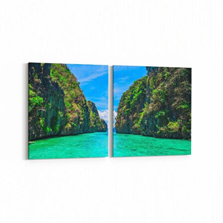 Olla 13906K2Y Doğa / Manzara Görseli Kare 2'li Yatay Kanvas Tablo (Ölçü: 125X60)
