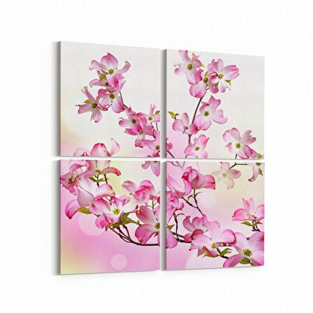 Olla 10589K4 Ağaç Görseli Kare 4'lü Kanvas Tablo (Ölçü: 65X65)