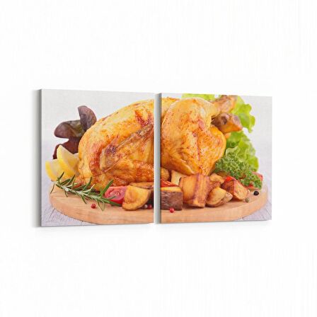 Olla 15091K2Y Gıda Görseli Kare 2'li Yatay Kanvas Tablo (Ölçü: 125X60)