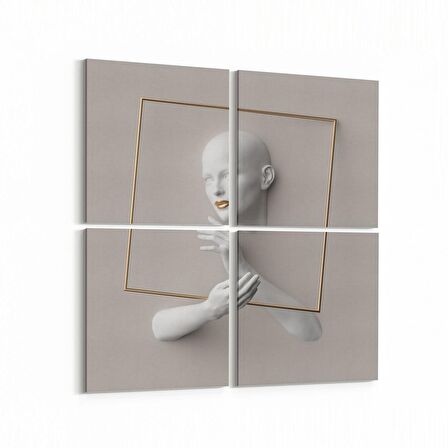 Olla 10005K4 3 Boyut Görsel Kare 4'lü Kanvas Tablo (Ölçü: 125X125)