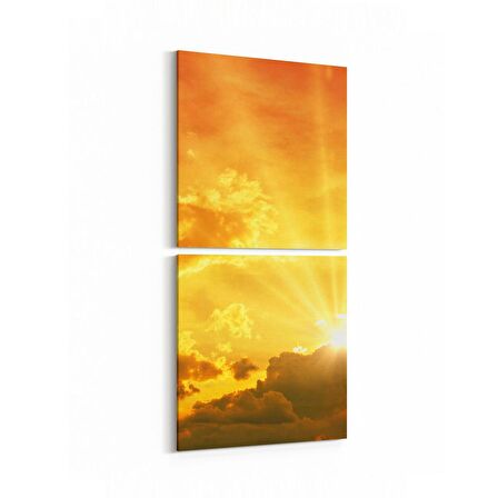 Olla 16117K2D Günbatımı Görseli Kare 2'li Dikey Kanvas Tablo (Ölçü: 30X65)