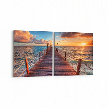 Olla 13693K2Y Doğa / Manzara Görseli Kare 2'li Yatay Kanvas Tablo (Ölçü: 125X60)