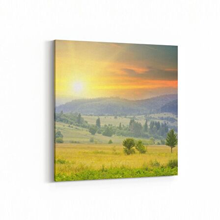 Olla 16005K Günbatımı Görseli Kare Kanvas Tablo (Ölçü: 60X60)