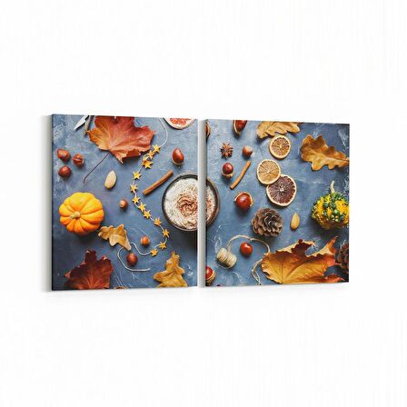 Olla 15019K2Y Gıda Görseli Kare 2'li Yatay Kanvas Tablo (Ölçü: 85X40)