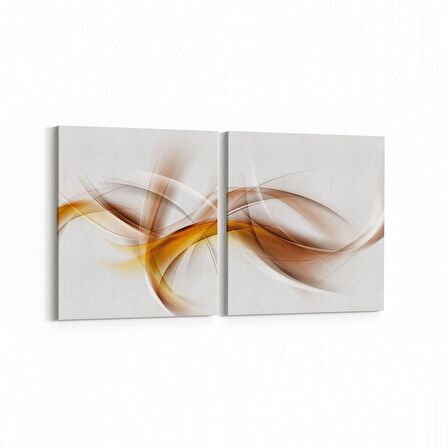 Olla 10145K2Y Abstract Görsel Kare 2'li Yatay Kanvas Tablo (Ölçü: 65X30)