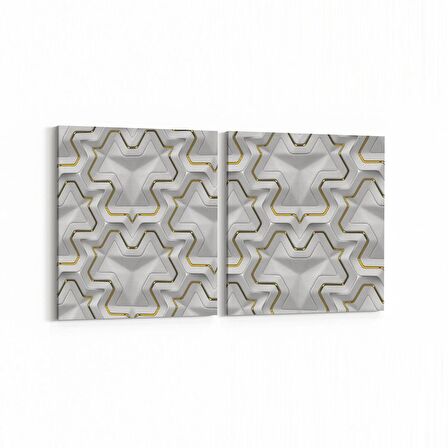 Olla 14950K2Y Geometrik Desen Görseli Kare 2'li Yatay Kanvas Tablo (Ölçü: 125X60)