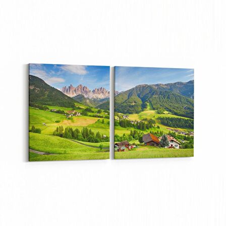 Olla 13857K2Y Doğa / Manzara Görseli Kare 2'li Yatay Kanvas Tablo (Ölçü: 125X60)