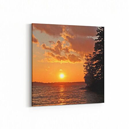 Olla 16116K Günbatımı Görseli Kare Kanvas Tablo (Ölçü: 25X25)