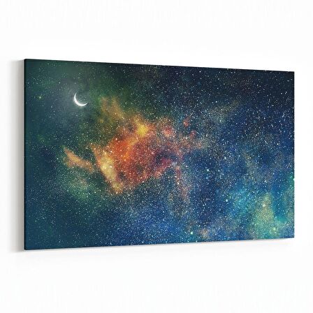 Olla 14822Y Gece Gökyüzü Görseli Yatay Kanvas Tablo (Ölçü: 45X30)