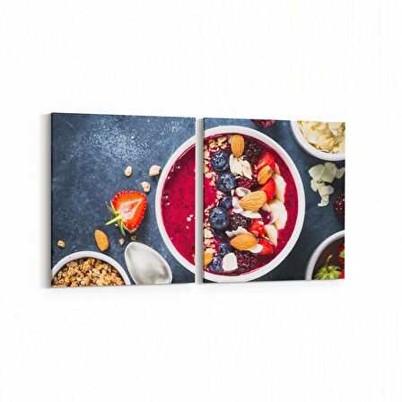 Olla 15004K2Y Gıda Görseli Kare 2'li Yatay Kanvas Tablo (Ölçü: 125X60)