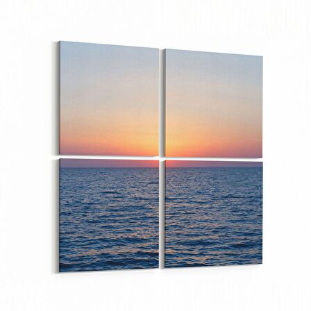 Olla 16096K4 Günbatımı Görseli Kare 4'lü Kanvas Tablo (Ölçü: 145X145)