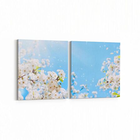 Olla 10544K2Y Ağaç Görseli Kare 2'li Yatay Kanvas Tablo (Ölçü: 125X60)