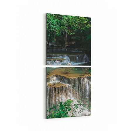 Olla 14069K2D Doğa / Manzara Görseli Kare 2'li Dikey Kanvas Tablo (Ölçü: 30X65)