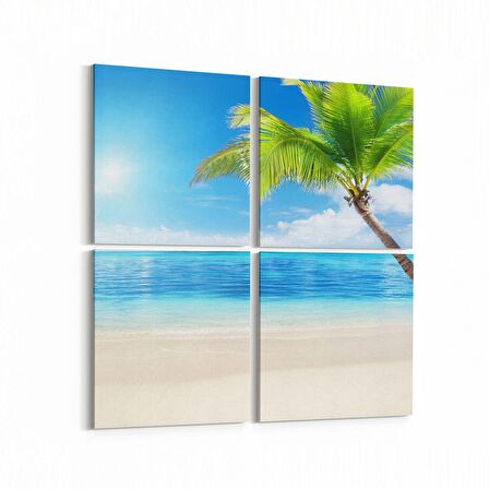 Olla 16572K4 Kumsal / Sahil Görseli Kare 4'lü Kanvas Tablo (Ölçü: 105X105)