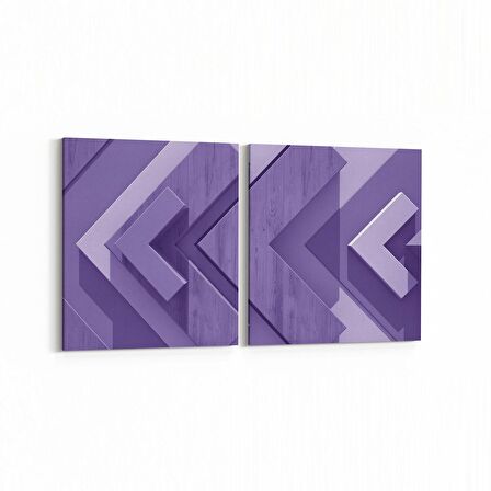 Olla 10043K2Y Abstract 3 Boyut Görsel Kare 2'li Yatay Kanvas Tablo (Ölçü: 145X70)
