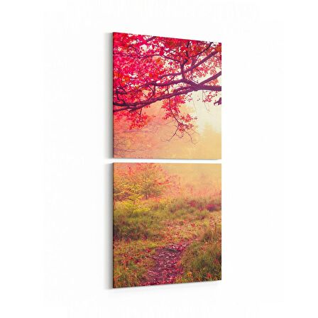 Olla 13708K2D Doğa / Manzara Görseli Kare 2'li Dikey Kanvas Tablo (Ölçü: 30X65)