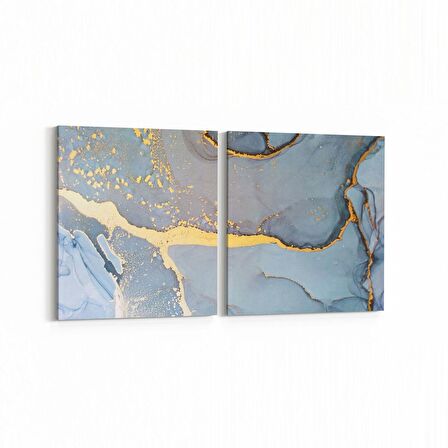 Olla 16687K2Y Mermer Desen Görsel Kare 2'li Yatay Kanvas Tablo (Ölçü: 125X60)