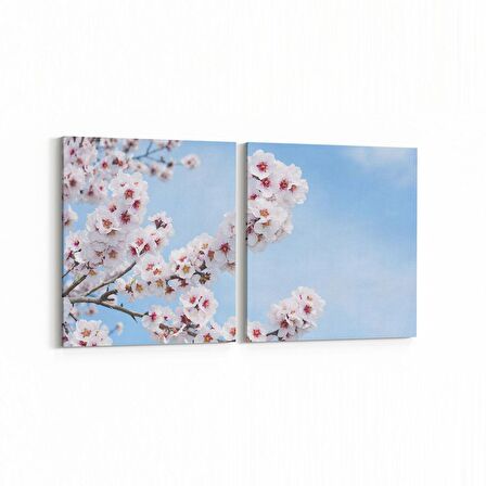 Olla 10654K2Y Ağaç Görseli Kare 2'li Yatay Kanvas Tablo (Ölçü: 145X70)