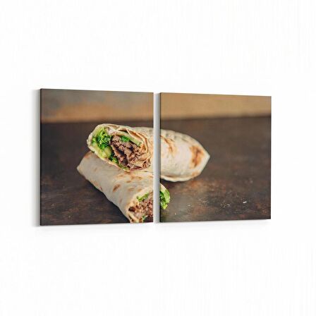 Olla 15073K2Y Gıda Görseli Kare 2'li Yatay Kanvas Tablo (Ölçü: 65X30)
