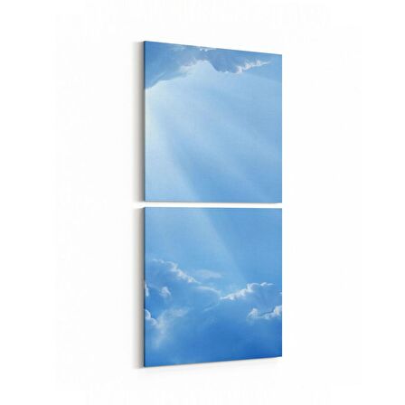 Olla 15788K2D Gökyüzü Bulut Görseli Kare 2'li Dikey Kanvas Tablo (Ölçü: 30X65)