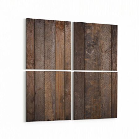 Olla 11971K4 Ahşap Desen Görseli Kare 4'lü Kanvas Tablo (Ölçü: 65X65)