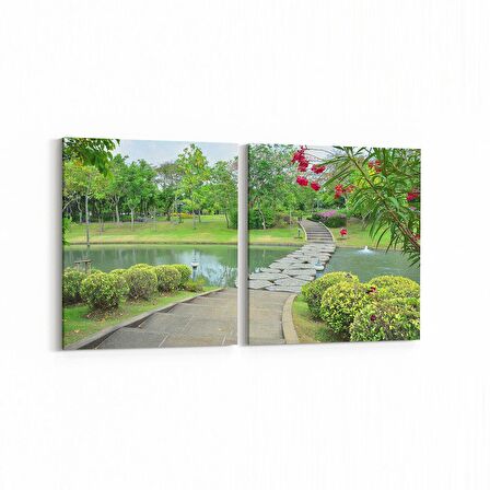 Olla 14019K2Y Doğa / Manzara Görseli Kare 2'li Yatay Kanvas Tablo (Ölçü: 65X30)