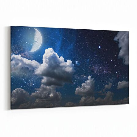 Olla 14721Y Gece Gökyüzü Görseli Yatay Kanvas Tablo (Ölçü: 150X100)