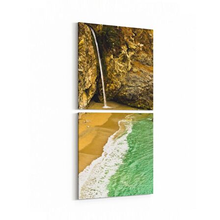 Olla 16566K2D Kumsal / Sahil Görseli Kare 2'li Dikey Kanvas Tablo (Ölçü: 30X65)