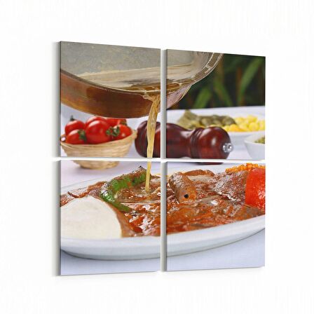 Olla 15057K4 Gıda Görseli Kare 4'lü Kanvas Tablo (Ölçü: 145X145)