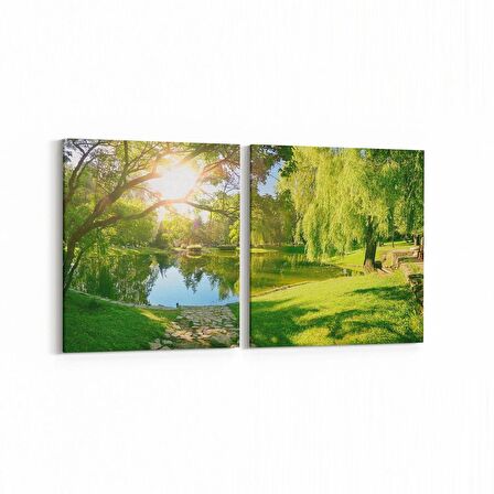 Olla 13651K2Y Doğa / Manzara Görseli Kare 2'li Yatay Kanvas Tablo (Ölçü: 105X50)