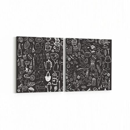 Olla 15262K2Y Gıda Görseli Kare 2'li Yatay Kanvas Tablo (Ölçü: 125X60)