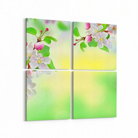 Olla 11717K4 Orkide Çiçek Görseli Kare 4'lü Kanvas Tablo (Ölçü: 145X145)