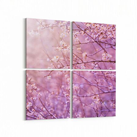 Olla 10574K4 Ağaç Görseli Kare 4'lü Kanvas Tablo (Ölçü: 65X65)