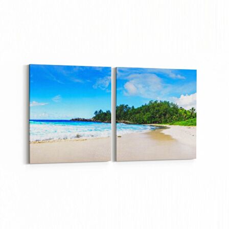 Olla 16350K2Y Kumsal / Sahil Görseli Kare 2'li Yatay Kanvas Tablo (Ölçü: 65X30)