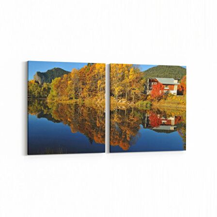 Olla 14068K2Y Doğa / Manzara Görseli Kare 2'li Yatay Kanvas Tablo (Ölçü: 145X70)