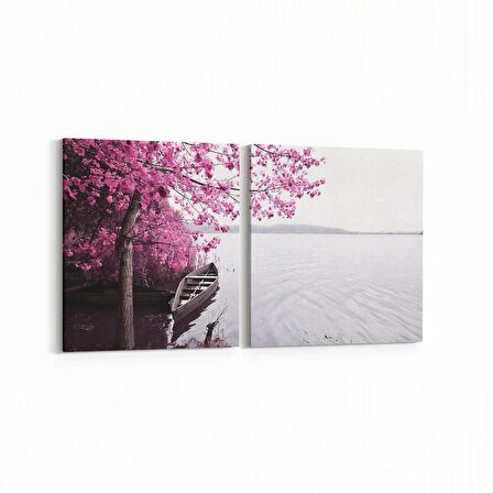 Olla 13184K2Y Doğa / Manzara Görseli Kare 2'li Yatay Kanvas Tablo (Ölçü: 65X30)