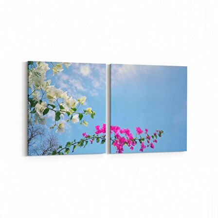 Olla 10480K2Y Ağaç Görseli Kare 2'li Yatay Kanvas Tablo (Ölçü: 105X50)