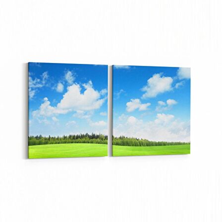 Olla 14615K2Y Doğa / Manzara Görseli Kare 2'li Yatay Kanvas Tablo (Ölçü: 145X70)