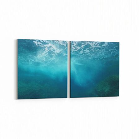 Olla 12869K2Y Deniz / Okyanus Görseli Kare 2'li Yatay Kanvas Tablo (Ölçü: 125X60)